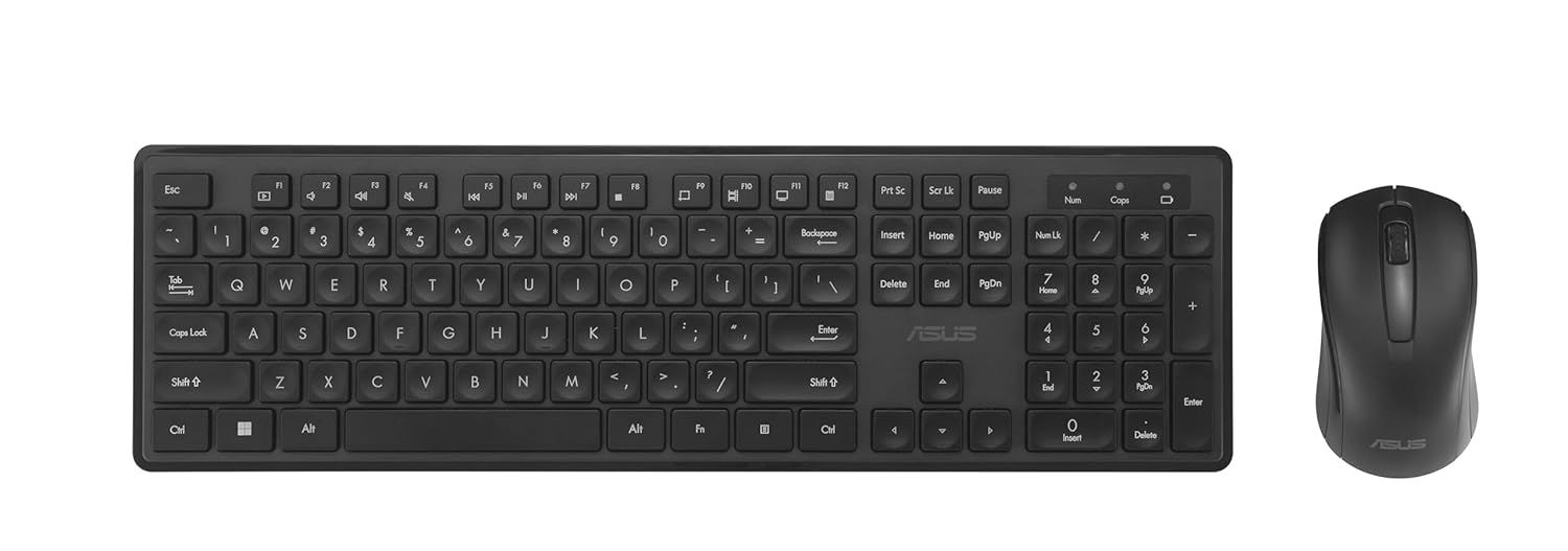 ASUS Wireless Keyboard and Mouse Set CW101, Upto 1000 Adjustable DPI,2.4 GHz Nano Receiver, Gaming